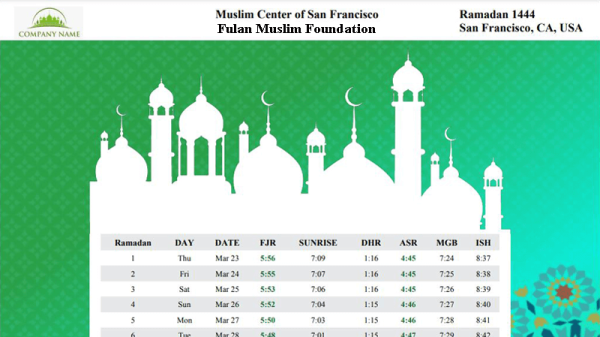 Print Ramadan Prayer Times - IslamiCity