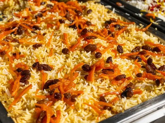 Raisin-infused Rice Delight: Kabuli Pulao