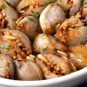 Stuffed Onions With Fragrant Rice And Pine Nuts