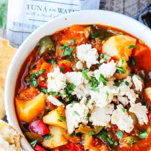Spanish Style Tuna Stew with Potatoes, Peppers and Tomatoes