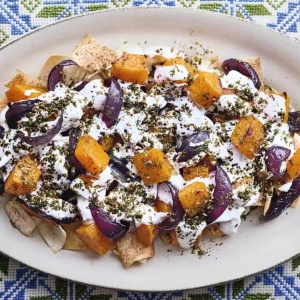 Caramelised butternut squash fatteh with za’atar
