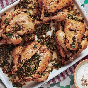 Poulet Stuffed with Herb-Infused Freekeh
